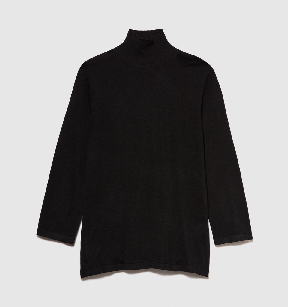 Turtleneck in silk blend - women's high neck sweaters - Black | Sisley image number 6